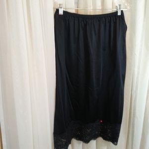 Vintage Black Satin Half Slip
